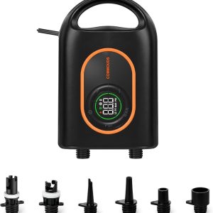 Electric Paddle Board Pump 20PSI, SUP Air Pump with Auto Shut-Off, Dual-Stage Inflate & Deflate, 12V DC Portable Paddleboard Pump for SUP Kayak Boat Surfing Kite, 400L/min High Volume, 6 Nozzles