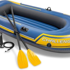 INTEX Challenger Inflatable Boat Set: Includes Deluxe 48in Boat Oars and High-Output Pump
