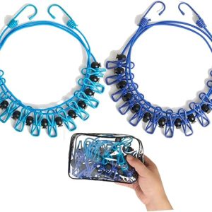 2 Pack Retractable Portable Travel Clothesline, Camping Clothing Line Set