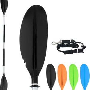 DEDU Kayak Paddle, Boat Paddle 88in 4 Piece Fishing Kayak Paddle, Kayak Oars Paddles Adjustable Lightweight Detachable Aluminum Alloy Shaft with Paddle Leash for Adult