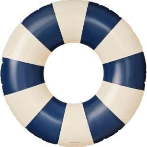 Tire Inner Tube for Adults - Durable Swim Ring, Handprinted Classic Striped Design Round Pool Floats, Soft Comfort Seaming, Packable Floats for Travel, Dark Blue, 47 inch