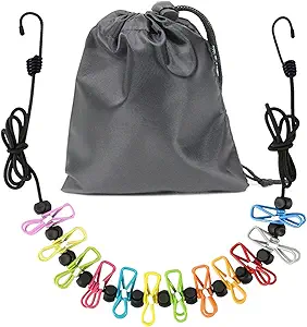 Clothesline,Retractable Portable Clothesline for Travel,Clothing line with 12 Clothes Clips,for Indoor and Outdoor Laundry Drying line,Outdoor Camping Accessories