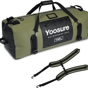 Waterproof Duffel Bag 110L - Marine Dry Bag with 700D PVC & Airtight Zipper, Extra Large Duffle Bag for Camping, Rafting, Kayaking, Boating, Car Roof Storage (Green)
