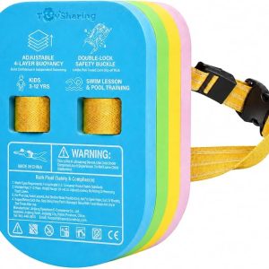 Swim Float Kids Safety Training: Secure Dual-Lock Buckle 140 lb Test Lesson | Pool Back Belt Bubble Confidence Building - 4-Layer Adjustable Buoyancy Trainer for Swimmers 3-12 Yrs