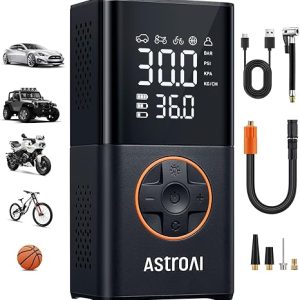 AstroAI L7 Tire Inflator Portable Air Compressor,150 PSI Cordless Bike Pump | For Car Tires, Bikes, Motorcycles and Balls; Auto Shut-off, Digital Display Pressure Gauge, Fast Inflation, LED Light