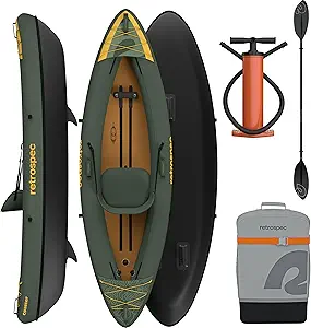 Retrospec Coaster Single & Tandem Inflatable Kayak for Adults - Blow Up Kayak, 220 & 440lb Capacity, Portable Lightweight Kayak with Paddle, Pump & Carry Bag