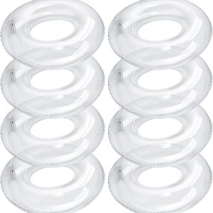 8 Pcs Inflatable Pool Float 28 Inches Clear Swim Tubes Bulk for Adult | Pool Inner Tube for Beach, Swimming Pool, Women Men, River Lake, Summer Vacation, Outdoor Birthday Party Decorations
