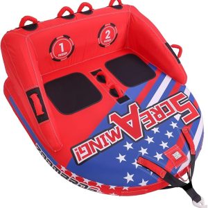 Towable Tubes for Boating 2-3 Person, Front/Back Tow Points Sofa Style Boat Tubes and Towables, Holds 340-510 lbs Large Capacity, Premium Nylon Cover for Adults