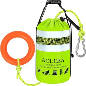 AOLEBA Water Rescue Throw Bag, Throwable Device with 8MM Reflective Throw Line,Tensile Strength Up to 1900Lbs Boating Equipment, Emergency Water Bag Safety Equipment for Kayaking Rafting