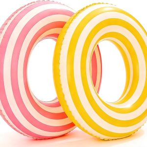 2PCS Floats for Adults Rings Lollipop Striped Pool Float Large Swim Ring for Adults,35 Inch Classic Striped Teens Adult Inner Tubes Summer Beach Bachelorette Party