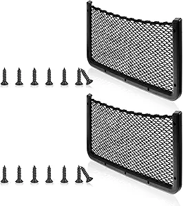 Frienda 2 Pcs Bungee Net Pocket Framed Mesh Car Boat RV,16 X 8 Inch | ABS Plastic Frame with Screws, Mesh Cargo Organizer for Phone Items, Fits RV Truck Pontoon, Prevents Items from Rolling