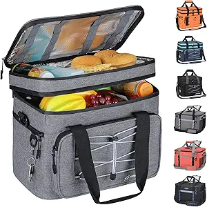 Maelstrom 24/30/60 Can Soft Cooler Bag, Double Deck Portable Ice Chest | 12H Cold, 5-layer Insulation, Lightweight, Collapsible, Bottle Opener, Multiple Pockets, for Beach, Camping, Travel, Picnics