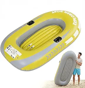 2 Person Inflatable Boat Fishing Kayak Canoe PVC Heavy Duty Air Boat for River Lake Drifting Yellow