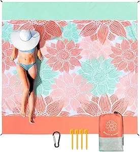 HIHOHO Waterproof Sandproof Beach Blanket Mat for 1-8 Adults, Quick Drying | Extra Large Sand Mat Blanket for Beach Picnic Travel Camping Hiking Festival, Beach Vacation Accessories Must have