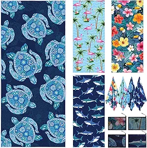 4 Pack Microfiber Beach Towels Sand Free Quick Dry Absorbent | 71" x 32" Lightweight Beach Towels for Travel, Swimming, Camping, Cruise Ship Vacation